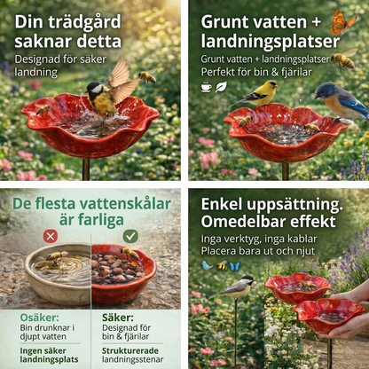 BlomKälla™ – Botanisk Vattenstation för Fåglar, Bin & Fjärilar